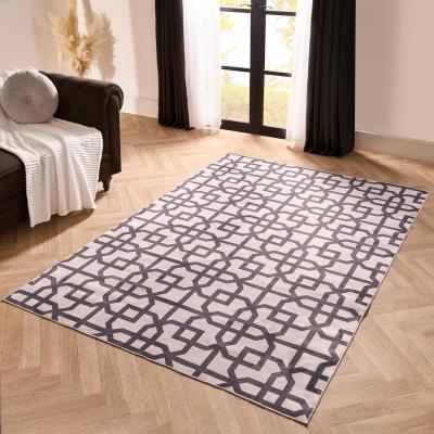 The Range Moroccan Print Washable Rug - Charcoal / 160cm
