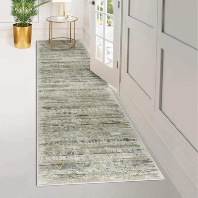 The Range Vernal Kwan Grey, Beige, and Green Machine Washable Rug - Grey, Beige, and Green / 243cm