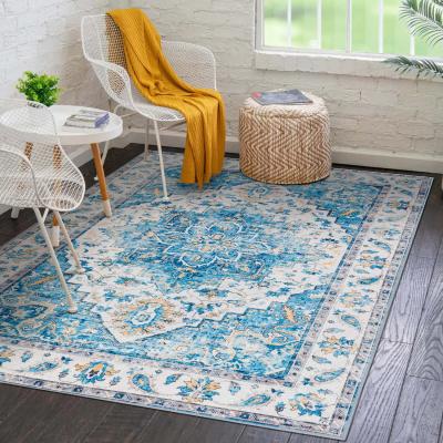 The Range Vernal Elgin Blue Machine washable Area Rug, Blue Yellow Cream - Blue Yellow Cream / 200 cm x 300 cm
