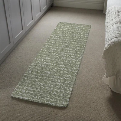 The Range Egyptian Hieroglyphic Decorative Background Runner Rug - Green