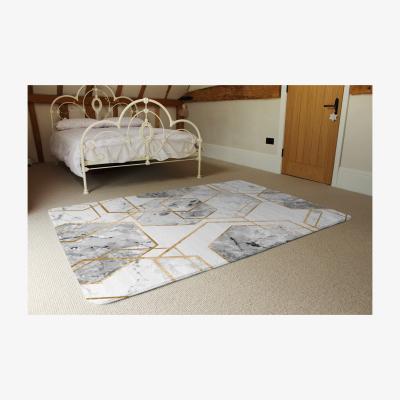 The Range Geometric Marble Pattern With Gold Glitter Rug - Gold / 230cm