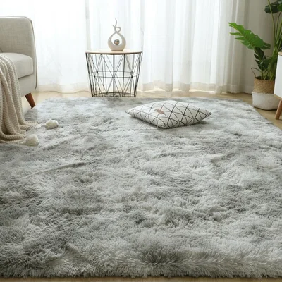 The Range Silver Grey Soft Touch Shaggy Rug, Antiskid Fluffy Modern Tie-Dye Carpet, 200 x 300cm - Silver Grey