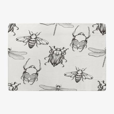The Range Sketch Of Scarab Beetle, May Bug, Bee And Dragonfly Designer Rug - White / 150cm
