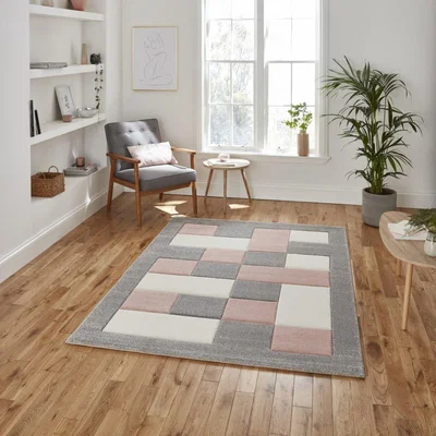 The Range Brooklyn BRK04 GreyRose Rug - Grey/Rose / 150cm