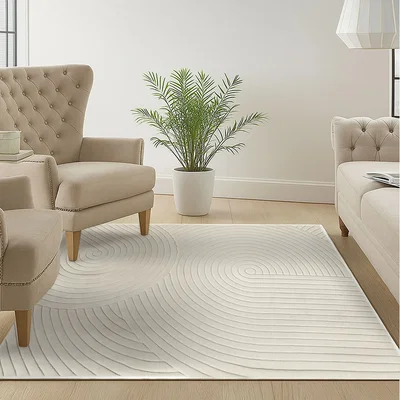 The Range 120x160cm Plush Velvet Area Rug Washable Floor Mat - White