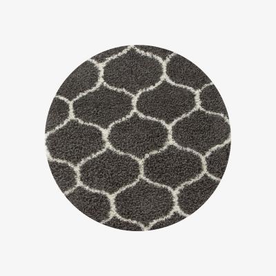 The Range Myshaggy Collection Rugs Trellis Design in Dark Grey 384D - Grey / 120cm / 120 X 120 cm (Round) / 2.592kg