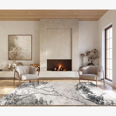 The Range Elysium Modern Abstract Living Room Area Rug Metallic Sheen - Huracan-Grey - Grey / 290cm