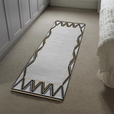 The Range Art Deco Patterned Border Runner Rug - Black