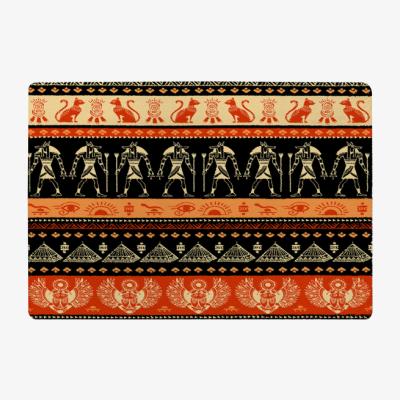 The Range Egyptian Heiroglyphs In Orange  Black Rug - Orange / 110cm