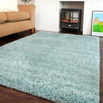 The Range Super Soft Duck Egg Blue Shaggy Living Area Rug - Duck Egg / 170 x 120cm