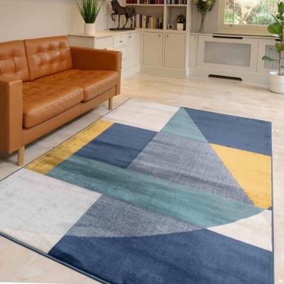 The Range Blue and Yellow Geometric Flatweave Rug - Bergen - Blue