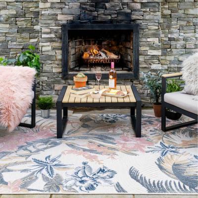 The Range Cream Pastel Multicolour Floral Textured Flatweave Indoor Outdoor Rug - Multicolour / 330 x 230cm