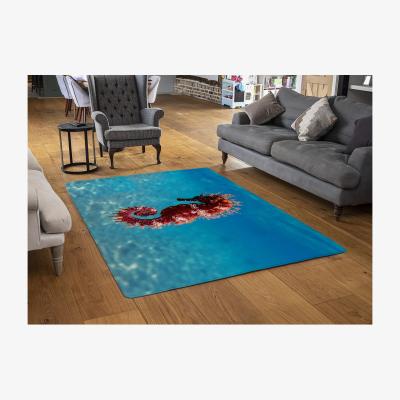 The Range Mediterranean Seahorse Designer Rug - Blue / 110cm