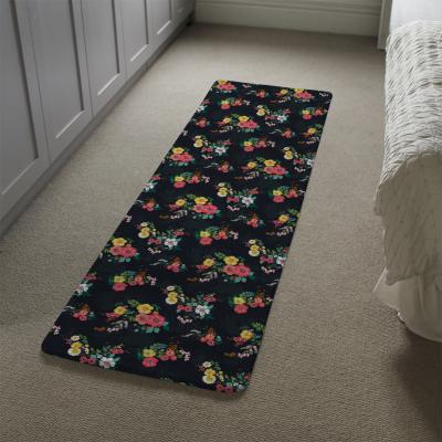 The Range Floral Pattern Runner Rug - Black