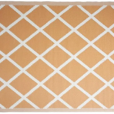 The Range Orange Diamond Squares Outdoor Camping Rug Mat - Orange & White
