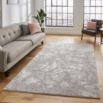 The Range Grey and Rose Pink Metallic Abstract Area Rug - Grey and Green / 160cm