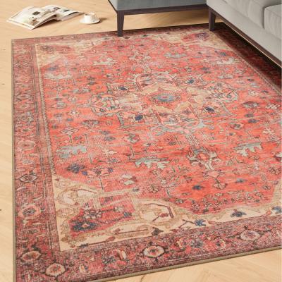The Range Coral Distressed Washable Area Rug - Beige & Coral / 290cm