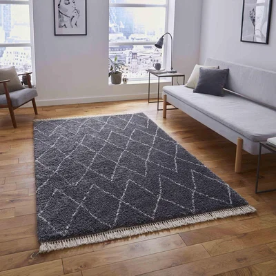 The Range Grey Soft Moroccan Shaggy Living Room Rug - Grey / 5kg