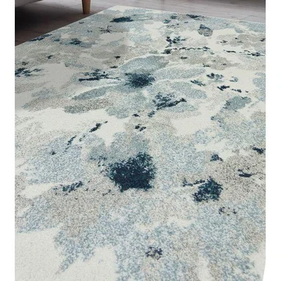 The Range Blue Distressed Floral Rug - Pori - Blue / 150cm