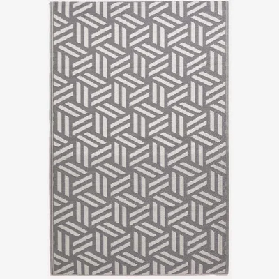 The Range Homescapes Luna Geometric White and Grey Outdoor Rug - Grey / 240cm
