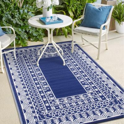 The Range Plastic Outdoor Rug Fresco Dark Blue Cream - Dark Blue/Cream / 180cm
