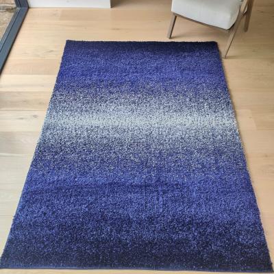 The Range Navy Shaggy Scandi Striped Living Room Rug - Oslo - Navy