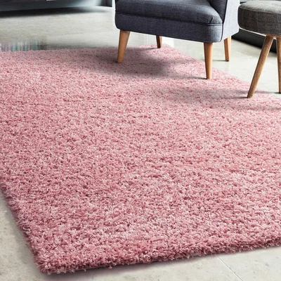 The Range Pink Super Soft Warm 25mm Plain Shaggy Rug - Aras - Pink / 230cm / 7kg