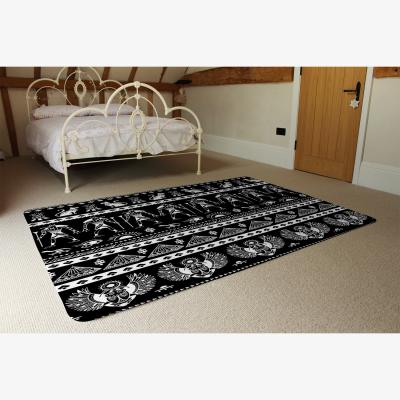 The Range Heiroglyphs On Black Rug - Black / 230cm