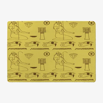 The Range Pattern Of Egyptian Hieroglyphics Designer Rug - Yellow / 200cm