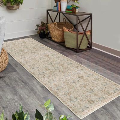 The Range Vernal Sasae Beige, Stone Blue, and Green Machine Washable Rug - Beige, Stone Blue, and Green / 150cm