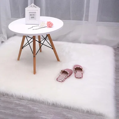 The Range Super Soft Rectangle Shaggy Room Carpet - White / 90cm