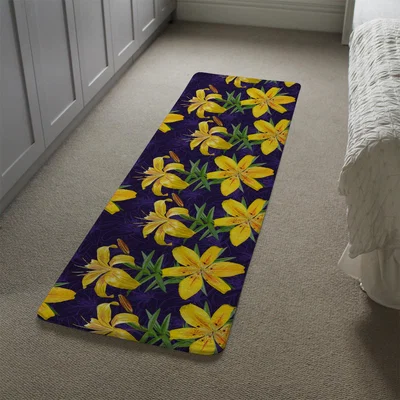 The Range Yellow Lily Flowers Runner Rug - Yellow