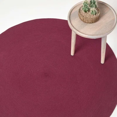 The Range Handmade Woven Braided Round Rug - Plum / 150cm