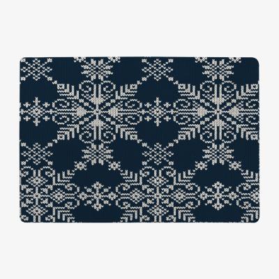 The Range Knitted Pattern Of White Snowflakes Style Rug - blue / 230cm