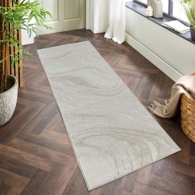 The Range Perla Modern Abstract Action Living Room Area Rug Metallic Sheen Resin-Beige - Beige / 220cm