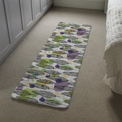 The Range Spotted Colored Feather Seamless Pattern Vector Background Runner Rug - Green