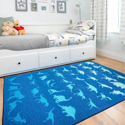 The Range Navy Blue Dino Kids Play Mat Soft Non Slip Washable Bedroom Rug - Navy Blue Ombre / 150 x 80cm