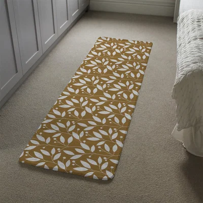 The Range White Leaves Runner Rug - Brown
