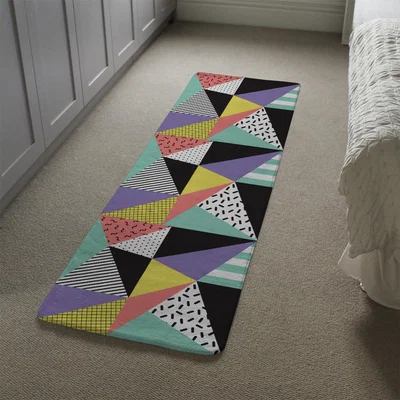 The Range Retro Themed Geometrics Runner Rug - Blue