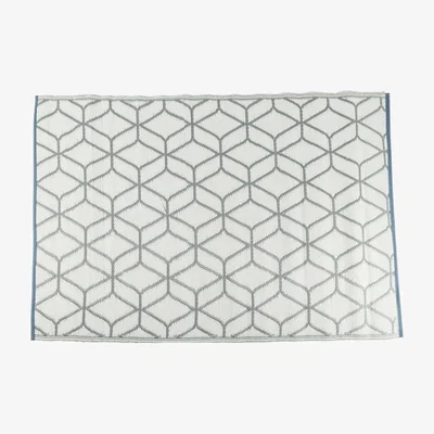 The Range Homescapes Grey and White Geometric Pattern Reversible Outdoor Rug - Grey