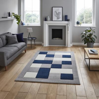 The Range Brooklyn BRK04 GreyNavy Rug - Grey/Navy / 290cm