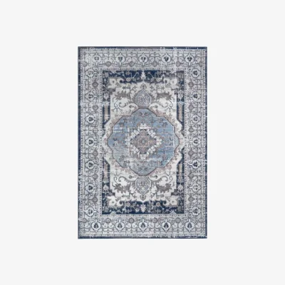 The Range Montana Bordered Vintage Rug - Blue / 240cm