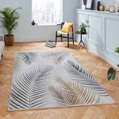 The Range Grey and Mulitcoloured Ribbed Floral Rug - Grey Multi