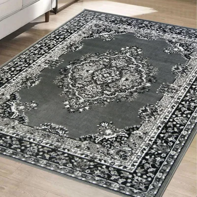 The Range Charcoal Grey Traditional Medallion Area Rugs - Islay - Grey