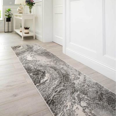 The Range Silver Grey Modern Textured Marble Area Rug - Grey / 240cm
