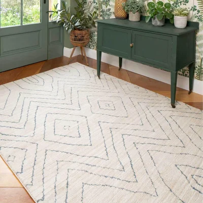 The Range Beige Abstract Chevron Moroccan Berber Area Rug - Beige / 290 x 200cm