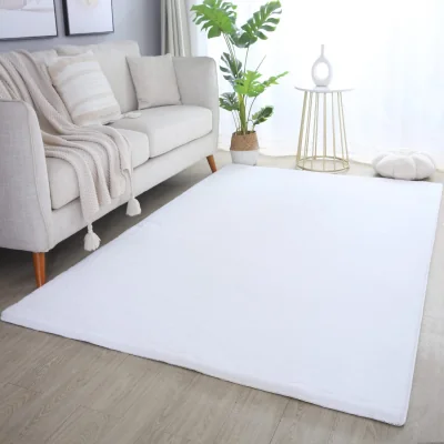 The Range Plushtale Washable Plain Living Room Super Soft Poly Cotton Area Rug - Snow White / 200cm / 280cm