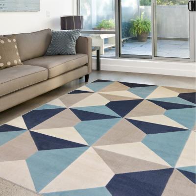 The Range Teal Blue 3D Geometric Living Room Rug - Ballina - Blue
