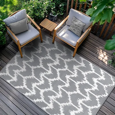 The Range Chevron Breeze Outdoor Rug - Grey