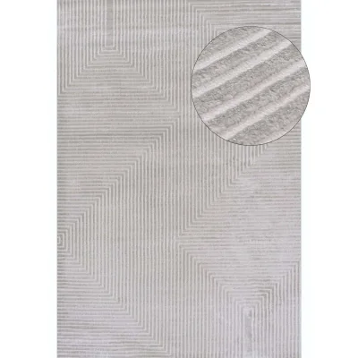 The Range The Rugs Carmel Maze Geometric Textured Rug - Grey-Cream